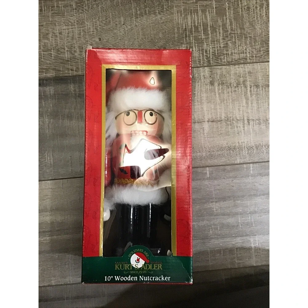 Vintage Kurt Adler Old World Wooden Nutcracker Santa with‎ Lantern Original Box